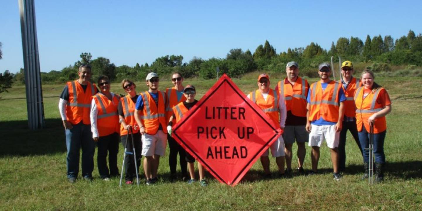 cleaning up the community litter pick up