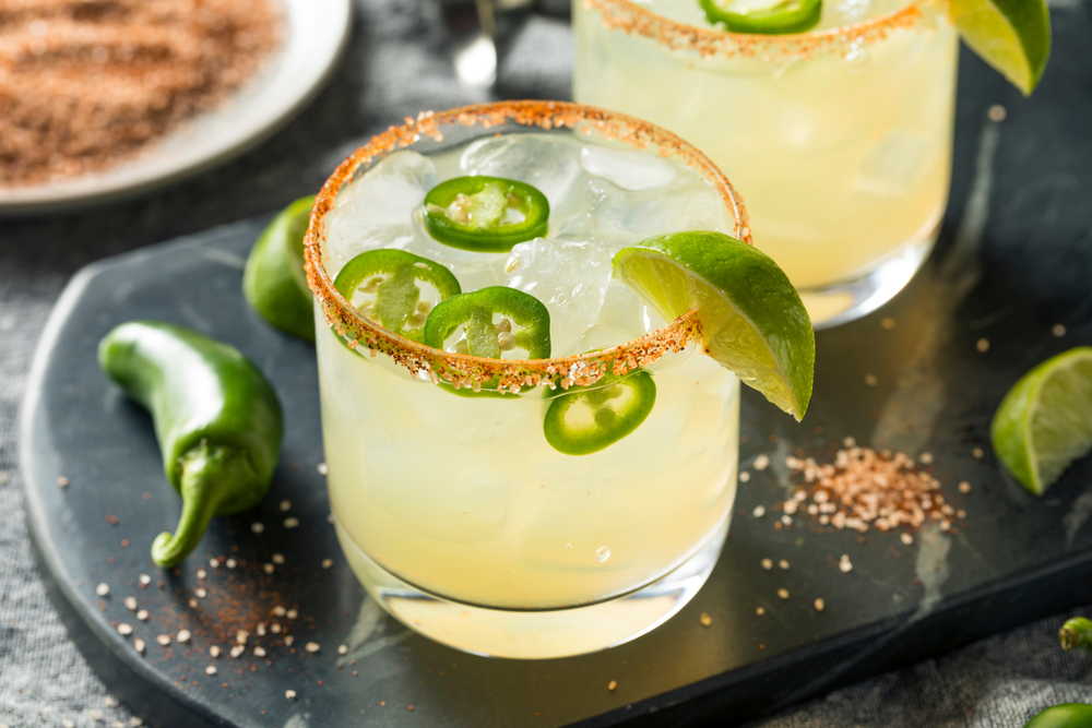 Spicy Margarita cocktail with Limes and Jalapenos